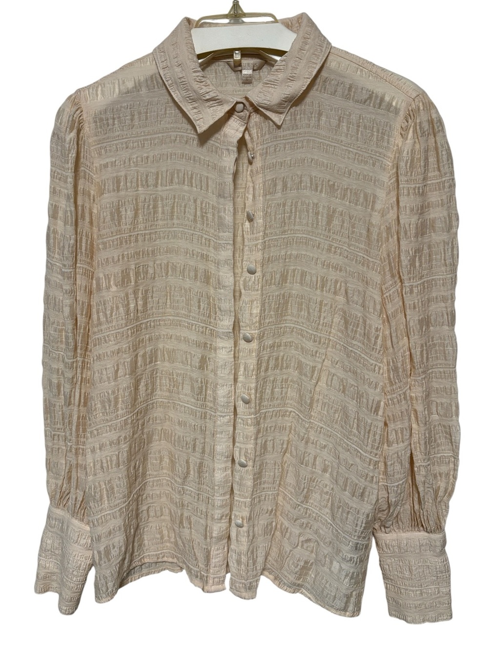 GUESS Cream Textured Button-Up Top - Picture 11 of 11
